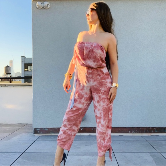 Free People Marble Camo Tye-Dye Strapless Jumpsuit - Picture 5 of 16